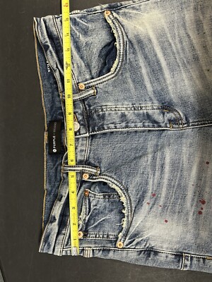 Purple Brand Jeans P002 Blue Button fly Distressed Paint Splatter