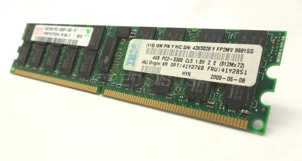 Memoria de servidor original IBM 4 GB (1x 4 GB) ECC RAM PC2-5300P DDR2 667 MHz 41Y2851 Foto 2 de 3