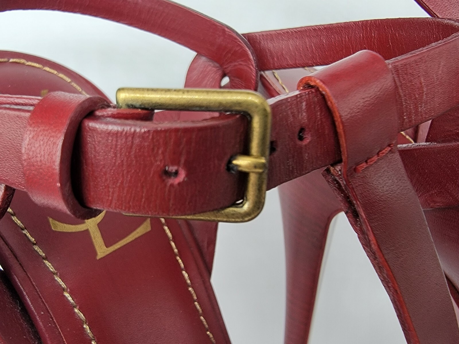 Sandali Yves Saint Laurent Paris YSL Tribute rosso chiaro plateau tacco 38 8