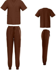 Scrub House - Brown Scrubs XXL Unisex Stretch Scrubs Set Top and Pants