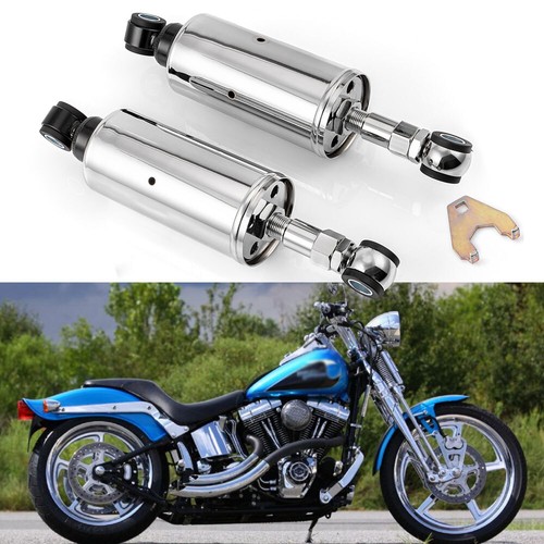 Chrome Rear Lowered Shocks For 1989-1999 Harley FXST FLST Softail Fat-Boy Pair - Bild 1 von 11