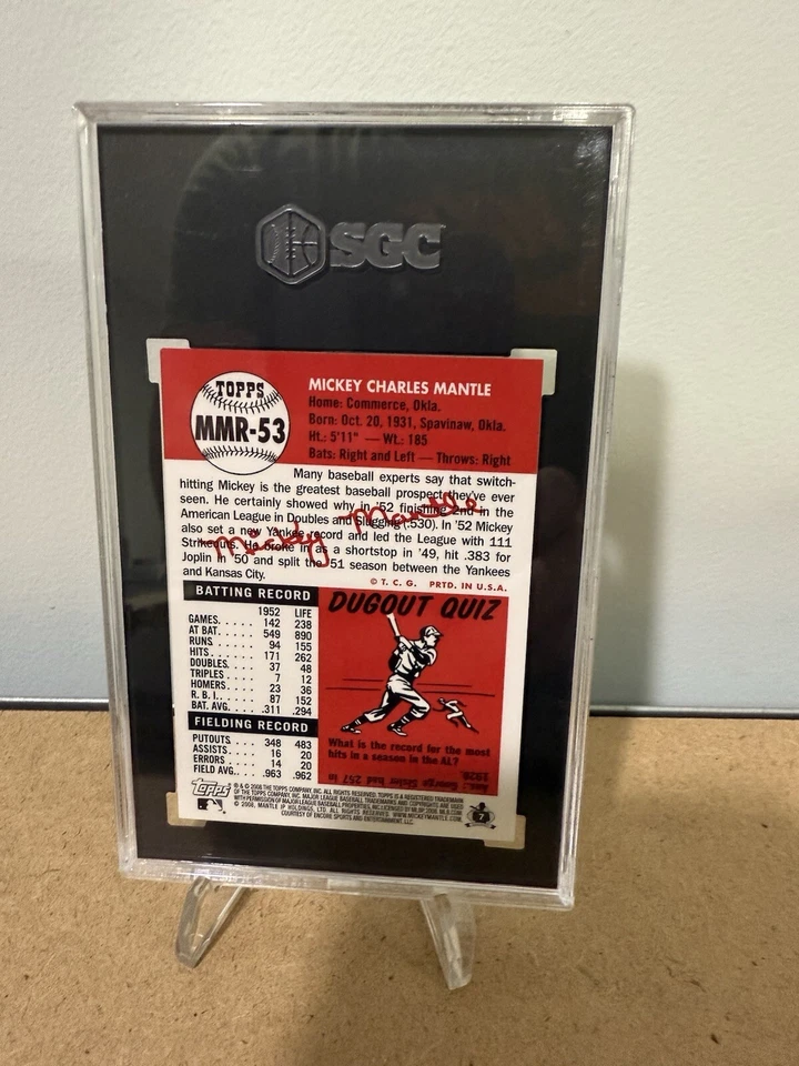 2008 Topps Mickey Mantle SGC 8.5 NM+ Gold Refractor MMR-53 1953 Repint - Image 2 of 2