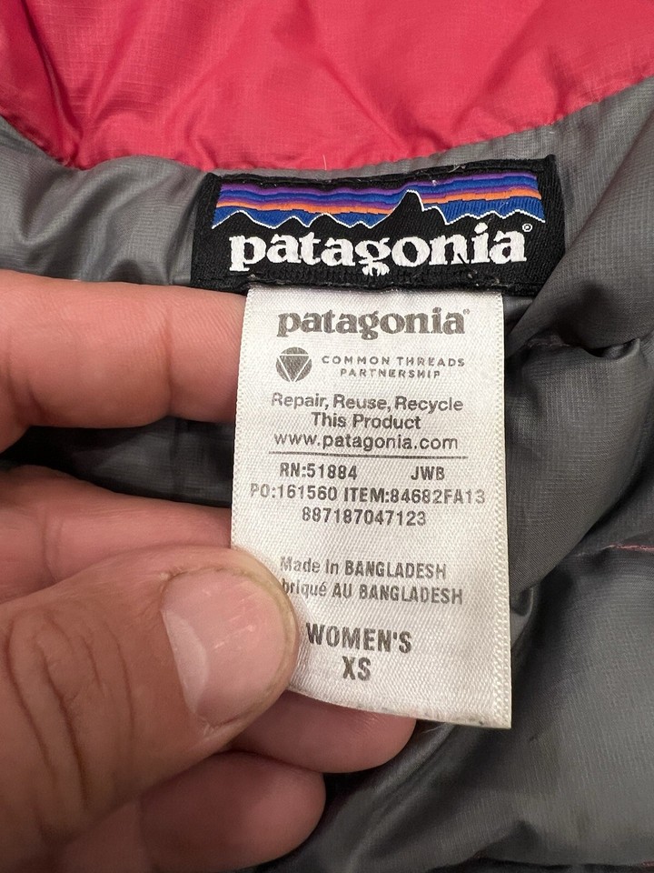 Womens XS Patagonia Goose Down Sweater FullZip Pink Puffer Jacket
