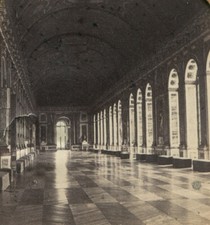 PALACE OF VERSAILLES, STUNNING HALL, ARCH WINDOWS. TINTED TISSUE STEREOVIEW. 