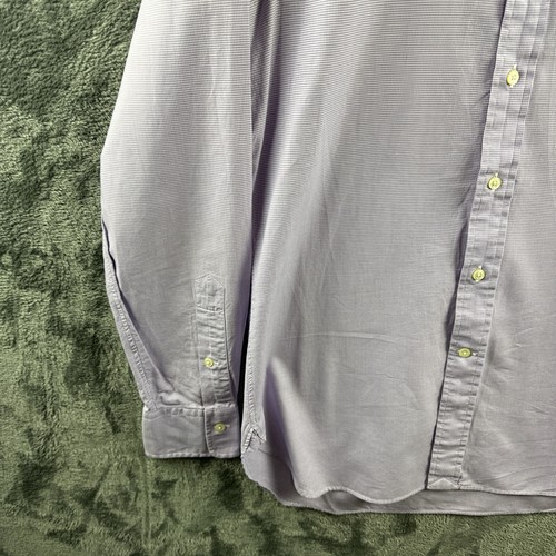 Polo Ralph Lauren Men Shirt 15 Purple White Micro Gingham Check Button Up Cotton - Picture 4 of 14