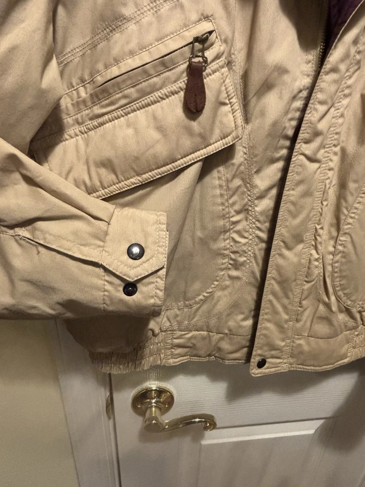 Pierre Cardin Jacket Full Zip Tan Maroon M VTG 90s Hong Kong Lightweight GREAT - Image 3 of 4