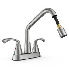 Laundry Sink Faucet, 3 Hole Utility Sink Faucet with Pull Out Sprayer, Dual H...