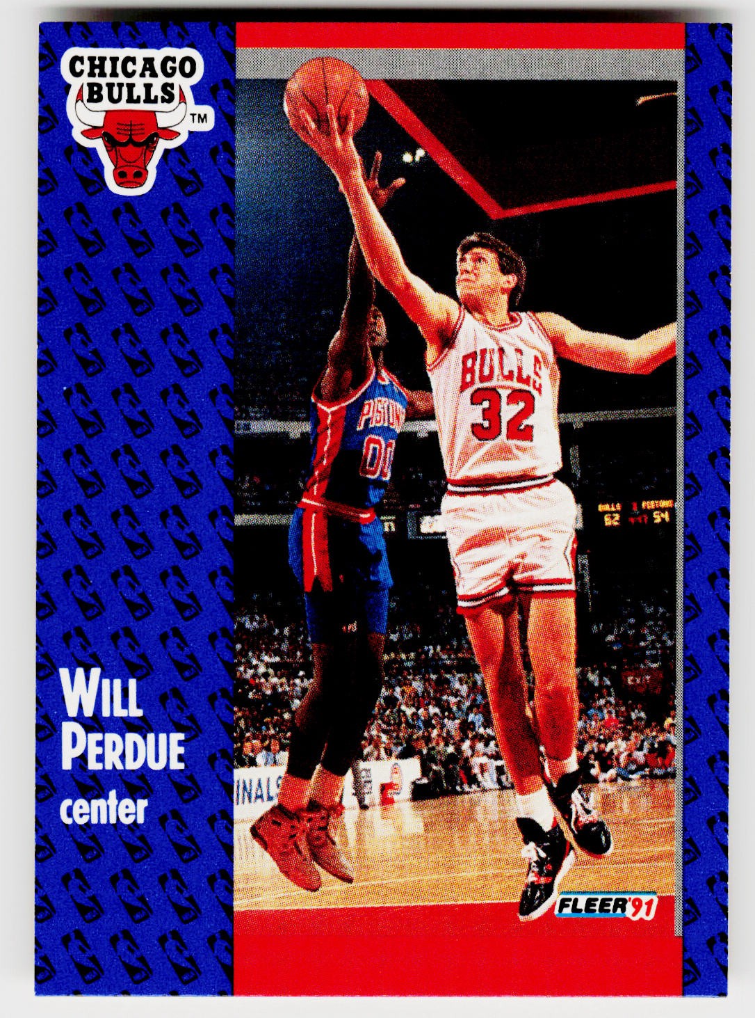 Will Perdue, 1991-92 Fleer, #32, Chicago Bulls,
