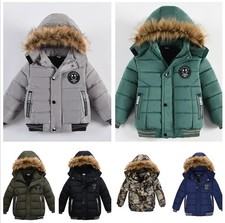 Winter Kids Boys Padded School Quilted Tops Jackets Hooded Coats Boys' Clothe UK