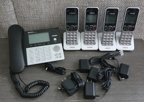 VTech VG208-5 DECT 6.0 4-Handset Corded/Cordless Phone Silver/Black Used Great