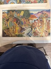2 menu prints for 1953 LURLINE MATSON Cruise Ship Hawaiian 14" x 21"