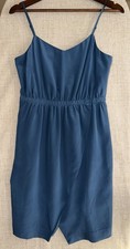 Madewell Blue Silk Satin Mini Slip Dress Spaghetti Strap Women’s Size 4 NWT