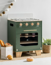 Wooden Toy Oven Play Kitchen Set, Kids Kitchen Playset with Play Food, Pretend P