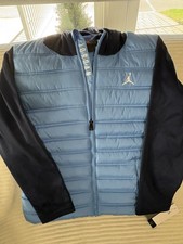 Nike Air Jordan Boys Puffer Jacket Blue Black Full Zip Jumpman Youth Large NWT