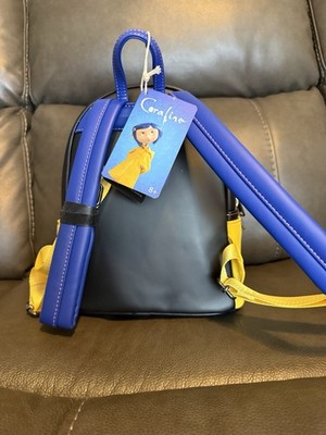 Loungefly Coraline Jones Faux Leather Backpack Yellow Blue 