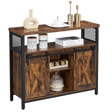Buffet Cabinet, Coffee Bar Storage Cabinet, Sideboard with 2 Sliding Barn Doo...