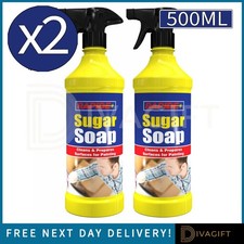 2 x RAPIDE SUGAR SOAP TRIGGER SPRAY 500ML CLEANING SURFACES GREASE DIRT & STAINS 6.99 per litre