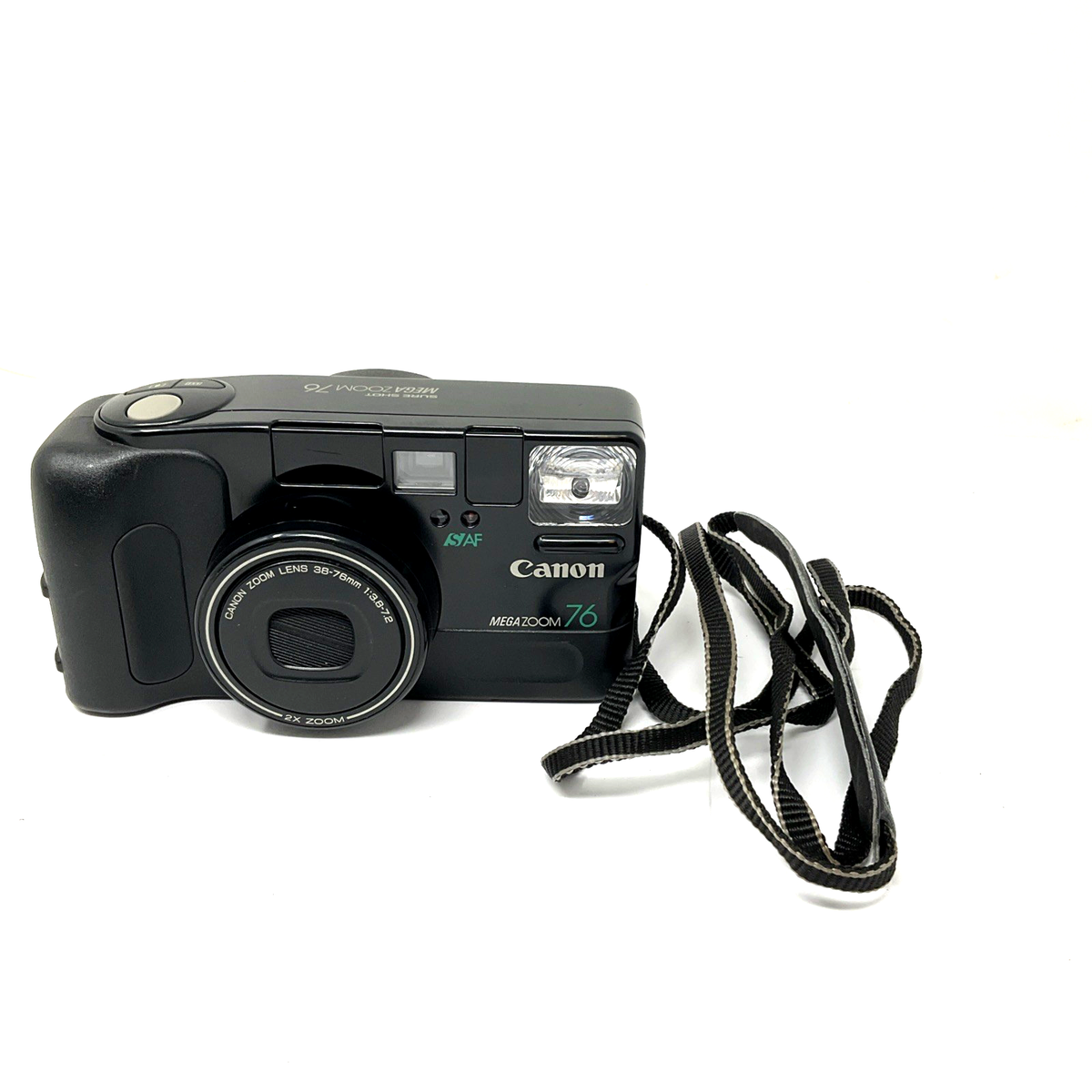 Canon 35mm フィルムカメラセット Canon 35mm Film Camera Compact Sure Shot Megazoom 76 Black 38-76mm