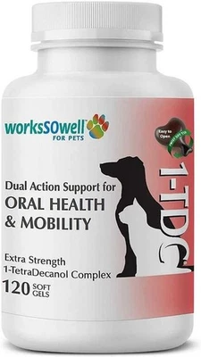WORKSSOWELL 1-TDC Dental & Joint Health Softgel Supplement for Dogs & Cats, 120 count.NEW