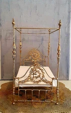 LAST 2 EVER MADE! VINTAGE DOLLHOUSE CANOPY BED 1:12 SCALE FULL SIZE "ARIA"