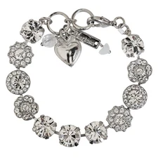 Mariana ON A CLEAR DAY Rhodium Plated Floral Mosaic Rosette Crystal Bracelet