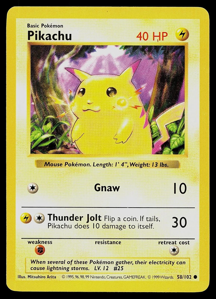 Pikachu Pokémon TCG Shadowless Individual Collectible Card Game