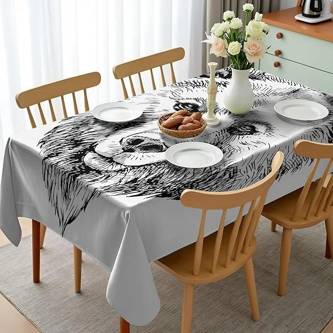 Ambesonne Animal Tablecloth, Grizzly Bear Rectangular Table Cover, 60"x84" - Image 3 of 4