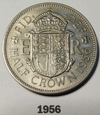1956 Queen Elizabeth II Half Crown Coin. See photos for condition.