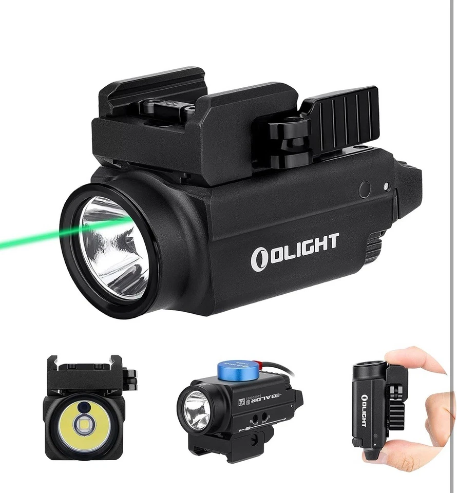 Luz de arma montada Olight Baldr S recargable riel de 800 lúmenes láser verde Foto 4 de 4