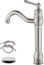 Vintage Brushed Nickel Vessel Sink Faucet 360 Swivel Spout with Drain