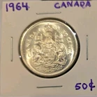 1964 Canada 50 Cents Silver Coin - Elizabeth II - 80% Silver Half Dollar -...