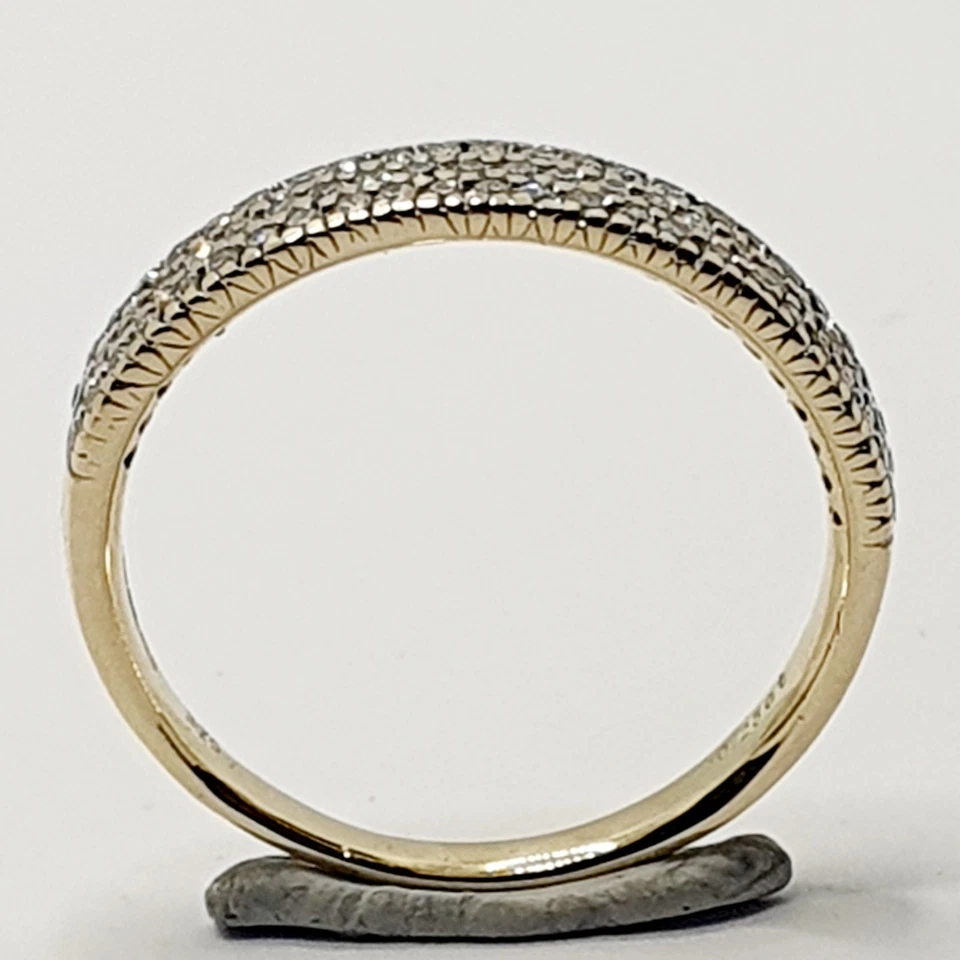 9ct Diamond Triple Rows Band 3.79mm 0.25ct  Yellow Gold Ring Size Nl Hallmark - Image 3 of 4