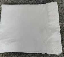 Sferra Bros White Diamond Matelasse Full/Queen Coverlet Quilt Egyptian Cotton