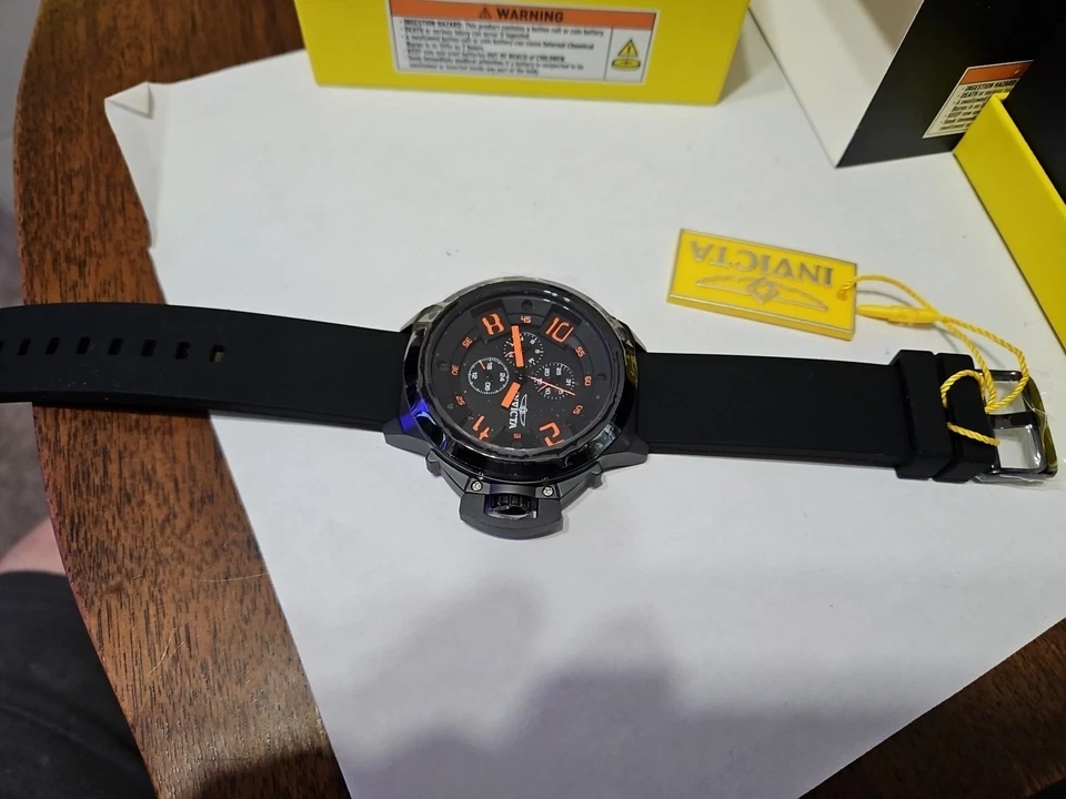 Banda negra de silicona Corduba 49796 Invicta 48 mm para hombre nueva en caja $249 al por menor Foto 3 de 4
