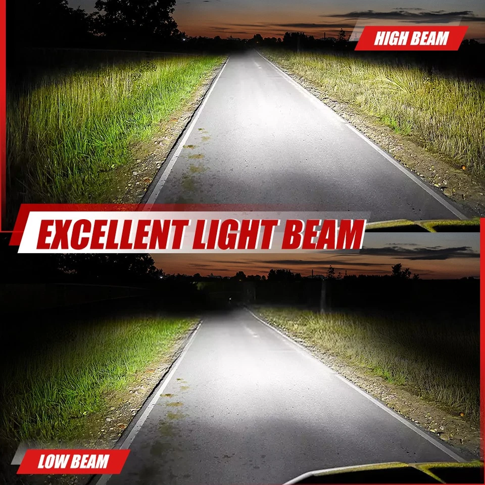 Pair 7" Round LED Headlights Hi/Lo Beam Red DRL fit Chevrolet Nova 1969-1978 - Image 3 of 4