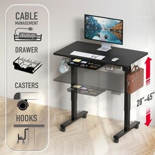  100 x 60 cm Electric Standing Desk with Wheels & Memory Preset, Black | Height  — image 6