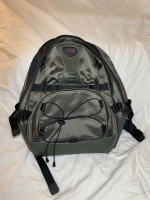 TUMI T2 Backpack Excursion Carry On Travel Bag Ballistic Leather Olive Black B