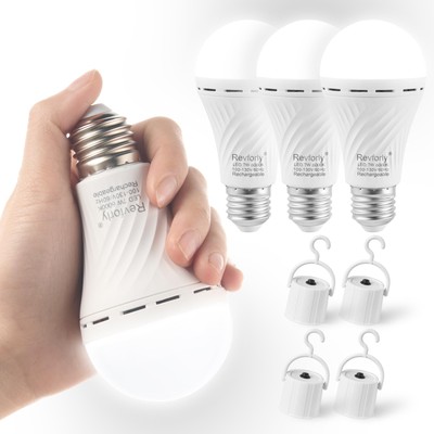 4 Pack Emergency-Rechargeable-Light-Bulb, Stay Lights Up When Power Failure, ...