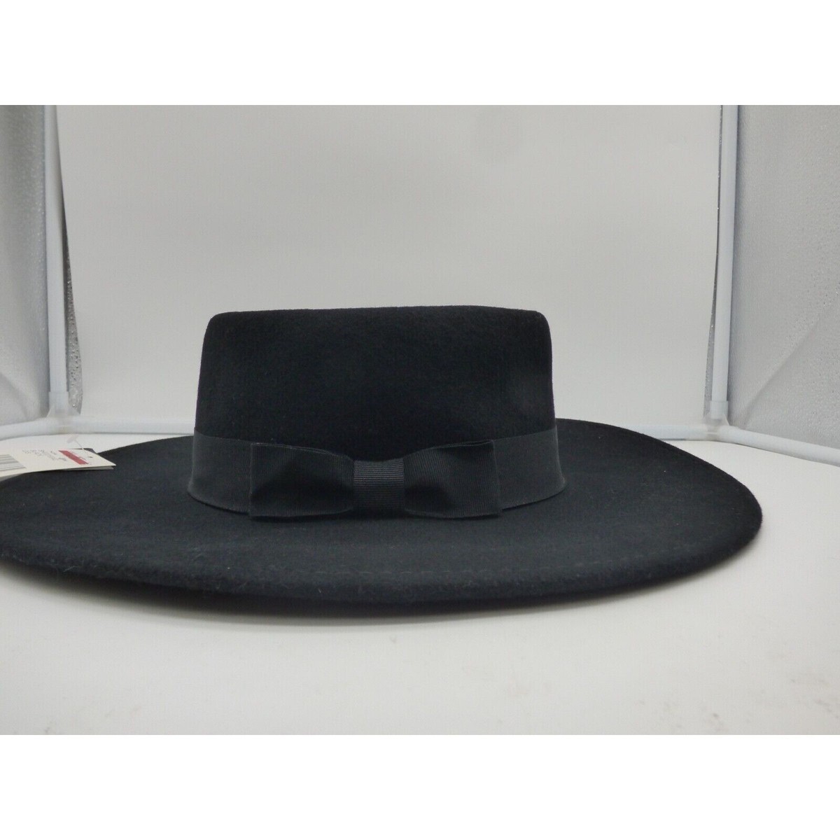 Wool Felt Telescope Floppy Hat, Black