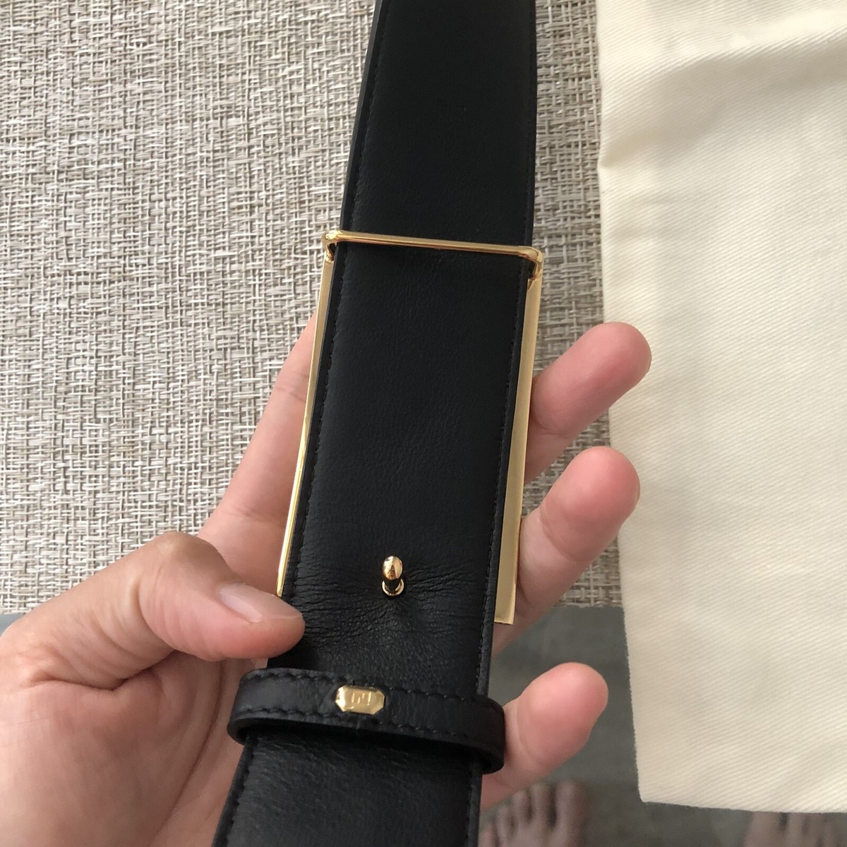 Fendi embossed leather belt black size 70 brand new Fendi - Leather and FF fabric reversible belt black - The Corner main image 4