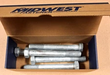 Box of 5 Hot Dipped Galvanized 7/8-9x 7" Hex Bolts Grade 307 A