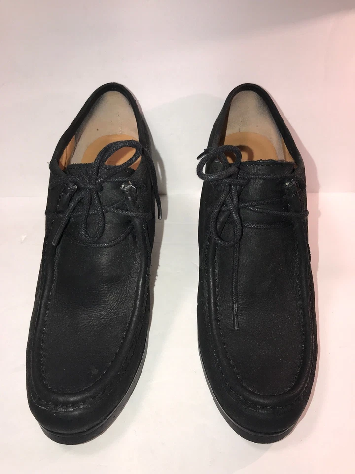 RALPH LAUREN SZ 7 1/2 ЧЕРНАЯ КОЖА ШНУРУЕТ ВВЕРХ НА ТАНКЕТКЕ КАБЛУК ЖЕНЩИН БОТИЛЬОНЫ WS7-22 - Изображение 2 из 4
