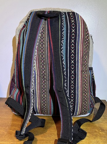 Elephant Print Hemp Backpack | Eco Friendly | Boho | Handmade | Unisex | Nepal - Picture 10 of 10