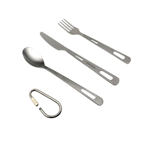 Rison Titanium Camping Cutlery Set Knife Fork Spoon Tableware for Outdoor Hiking - Picture 14 of 24