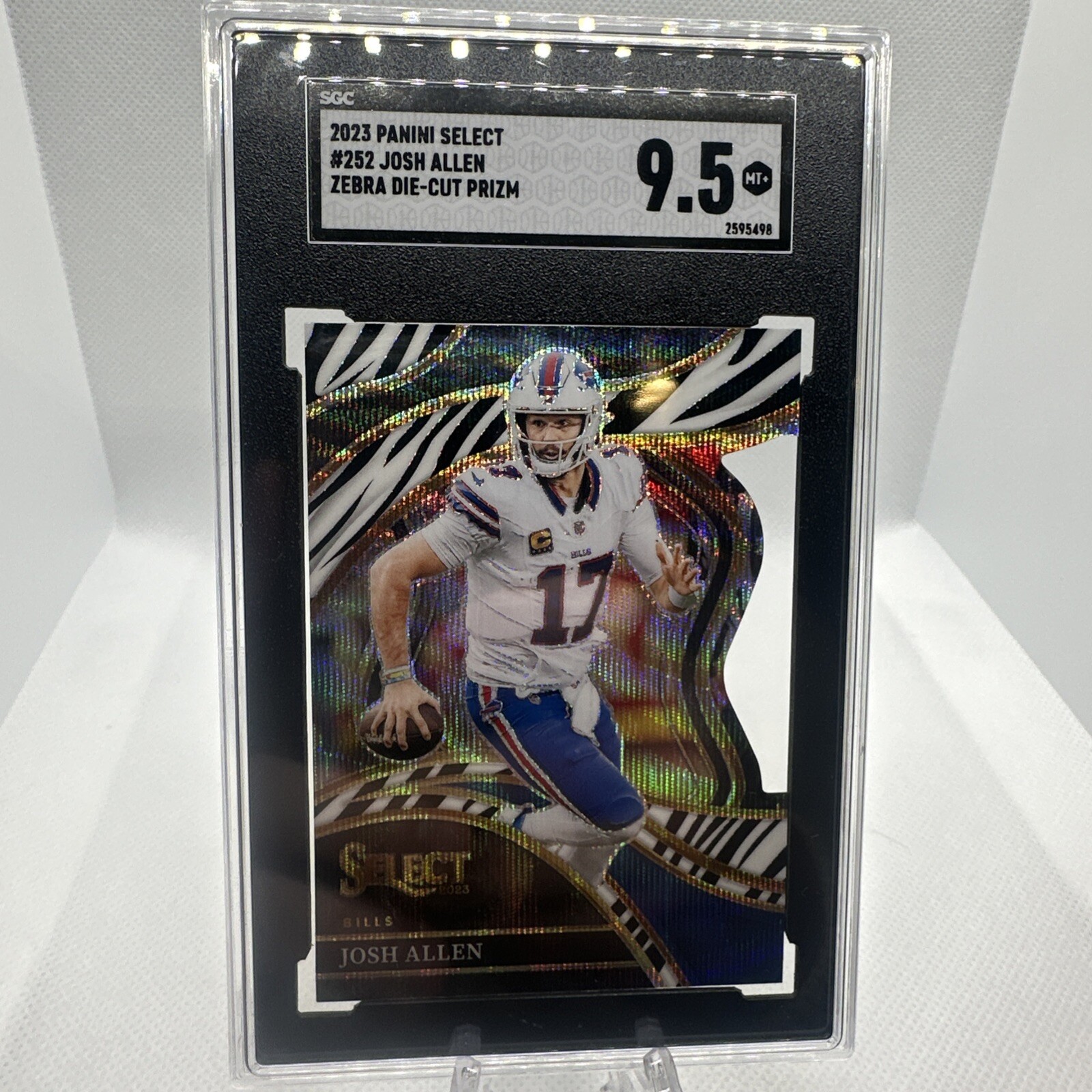 2023 Panini Select Josh Allen Club Level Zebra Prizm Die-Cut #252 Buffalo SSP