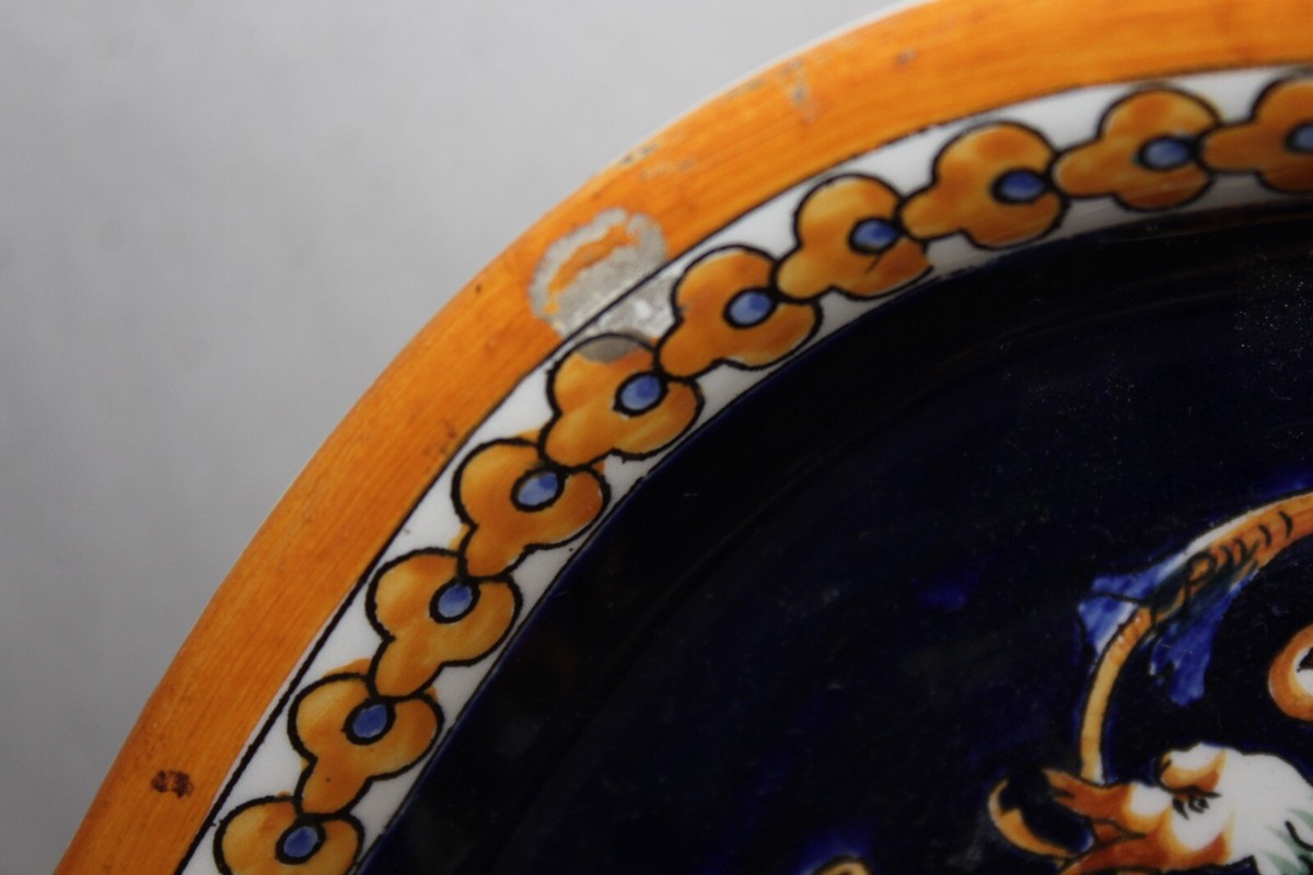 Dessous de plat carré renaissance font bleu Gien