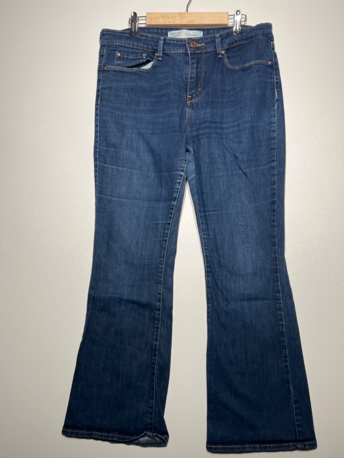 Levis Strauss Mid Rise Bootcut Jeans Women's 12S Short Blue Dark Wash Denim (L3)
