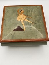 Ballerina Inlaid Wood Lacquer Capra Industries Music Box Made In USA