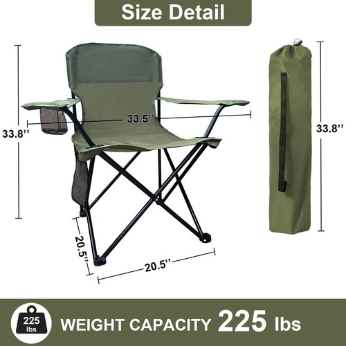 Durable Waterproof Folding Camping Chairs with Cooler and Pocket Storage - 2PCS - Picture 5 of 9