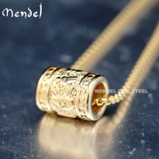 MENDEL Mens Gold Plated Tibetan Buddhist Protection Amulet Pendant Necklace